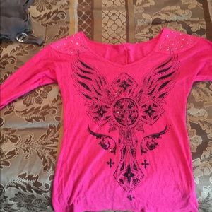 Affliction Pink Long Sleeve Tee Size Small